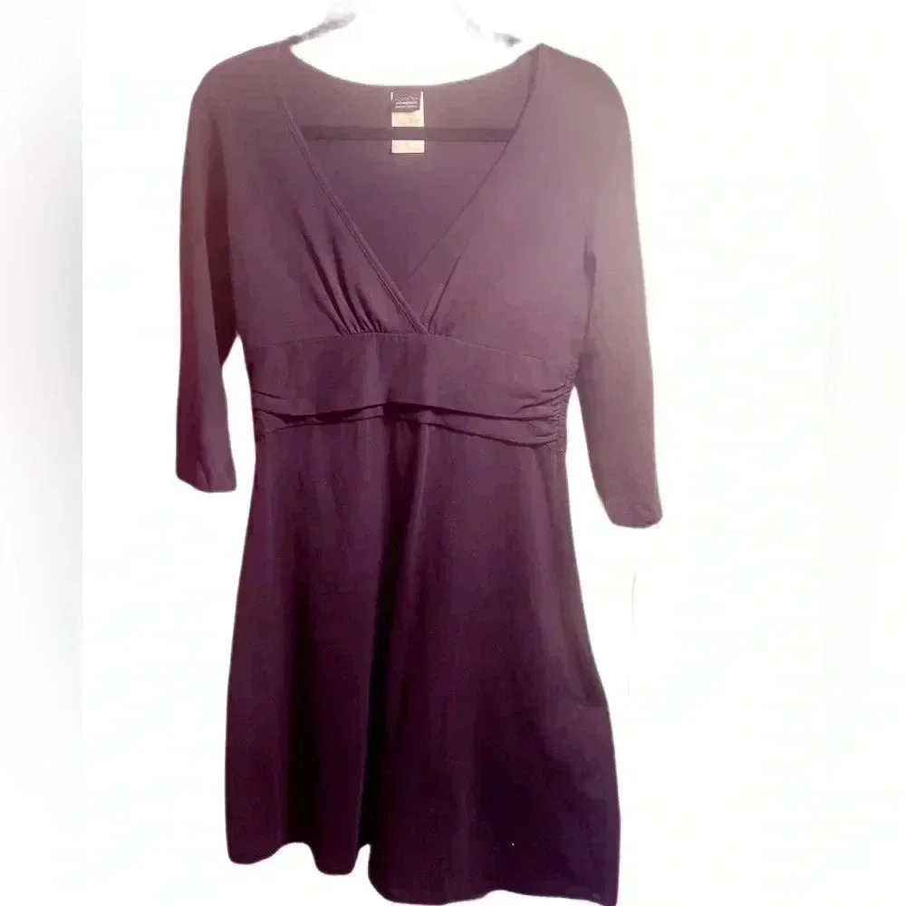 Patagonia black casual organic cotton athletic mini 3/4 sleeve Margot dress M - Picture 2 of 4